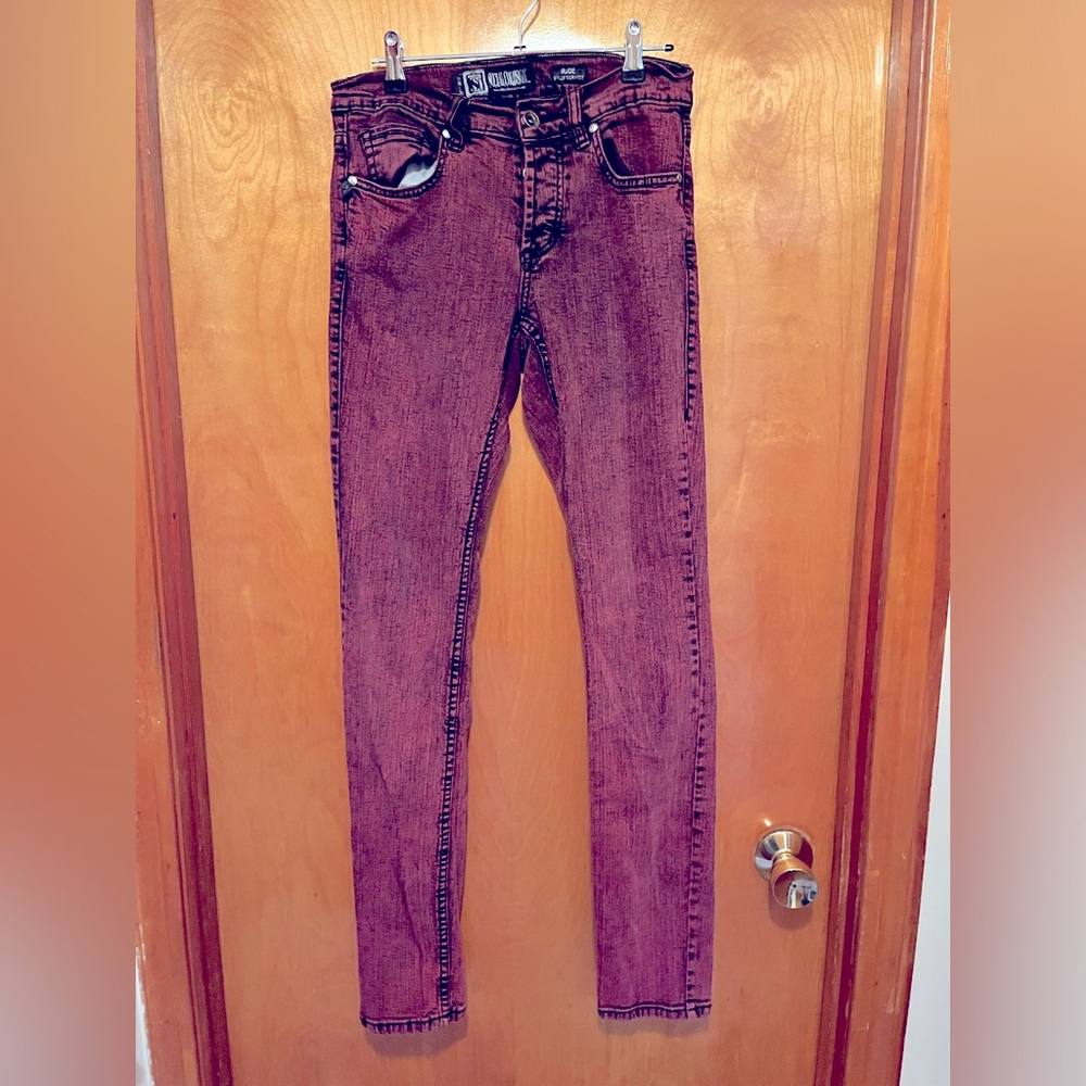 Vintage Acid Wash Lip Service Social Collision Emo Skinny Jeans